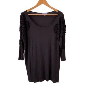 Vivienne Tam Y2K Womens 3D Floral Tunic Top Size L Whimsigoth‎ Vamp Grunge